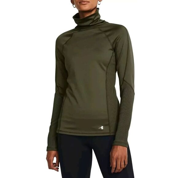 Under Armour 1381749 Women's Sz M Green Coldgear Infrared Funnel Neck Shirt - Picture 10 of 12